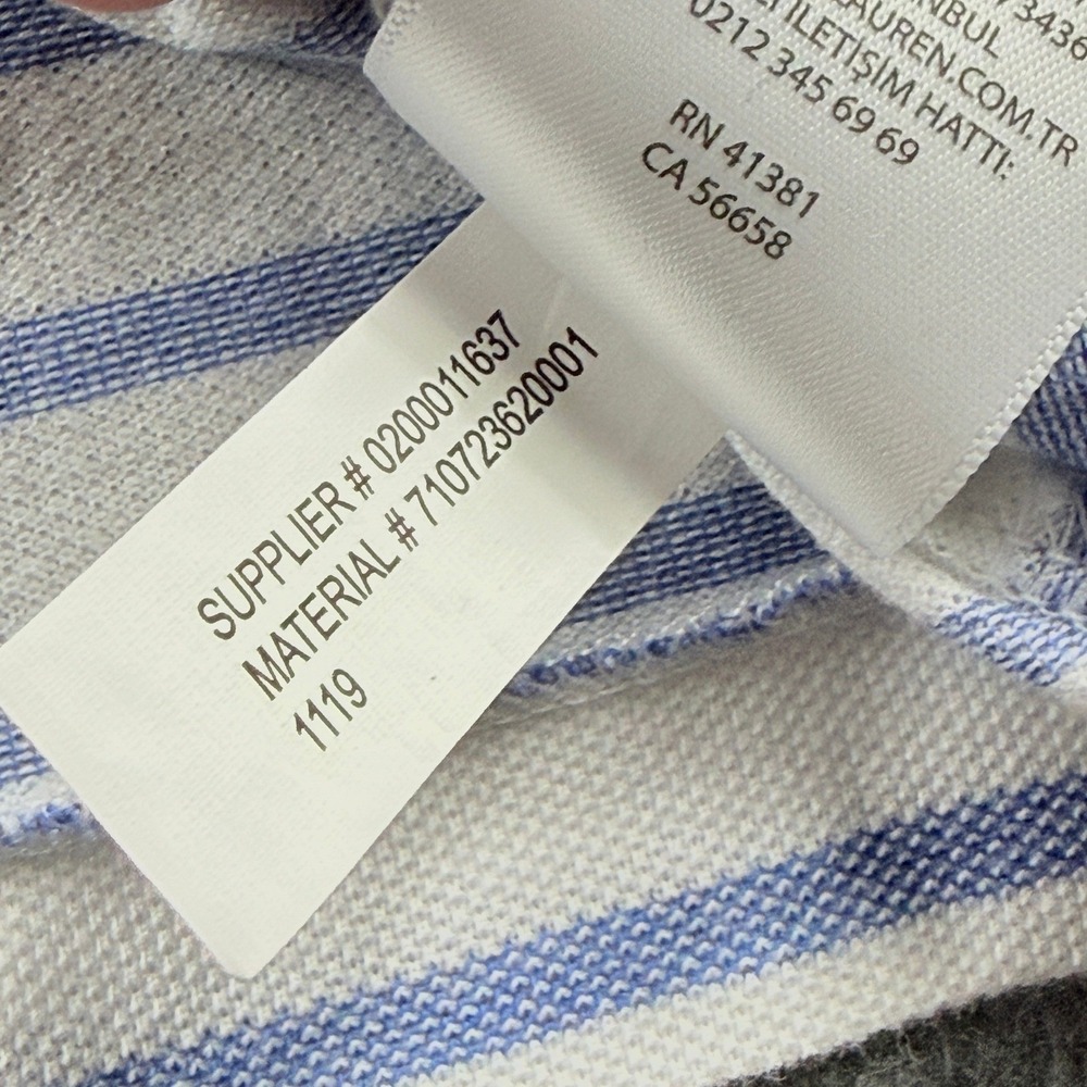 Ralph‎ Lauren Polo Shirt Mens L Knit Oxford Stripe S S Flesh Pony Preppy Defect - Picture 12 of 15